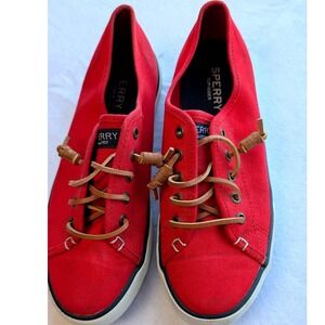Sperry Top-Sider Crest Vibe Red Canvas Sneakers STS95130 Womens Size 7M Low Top